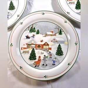 4 Sango “Silent Night” by Joan Luntz Winter DINNER PLATES 10-3/4”